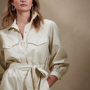TWILL UTILITY MIDI SHIRTDRESS SIZE SMALL Banana Republic
